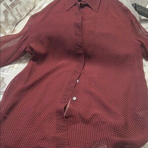 Theory Burgundy Polka Dot Shirt